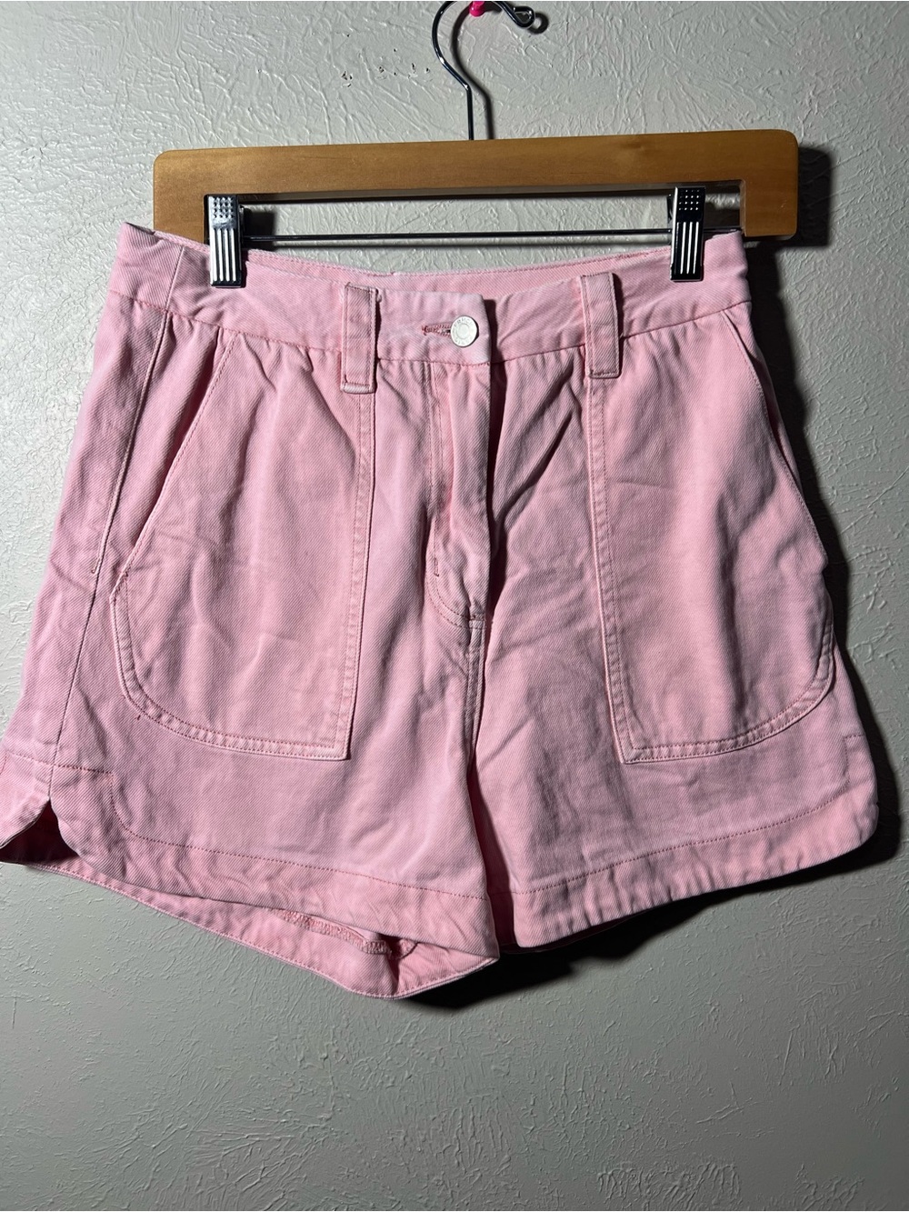 FRNCH High-Waist Pink Cotton Utility Shorts for Women size XS
